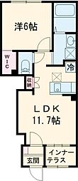 セラヴィ 1階1LDKの間取り