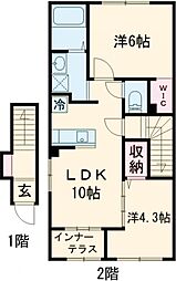 セラヴィ 2階2LDKの間取り