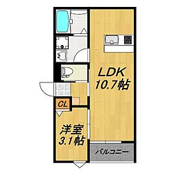 LECOCON四日市IX 3階1LDKの間取り