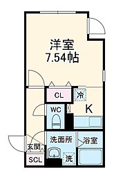 quador御器所 5階1Kの間取り