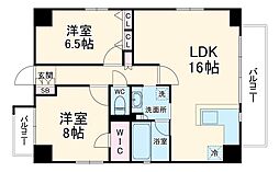 タムズコンフォート 11階2LDKの間取り