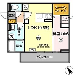 エルブ・バレ 3階1LDKの間取り