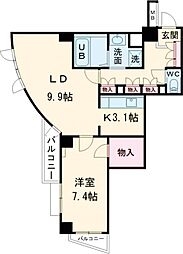 コラム神泉 12階1LDKの間取り