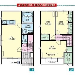 メゾンミレ　Ｂ 1階3LDKの間取り