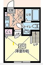 Mont Serenity 麻溝台 2階1Kの間取り