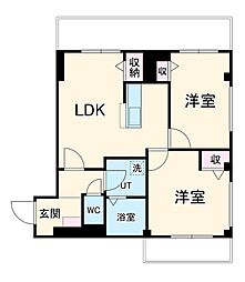 ファミリア一番館 3階2LDKの間取り