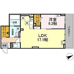 Ｄ−ｒｅｓｉｄｅｎｃｅ稲城 1階1LDKの間取り