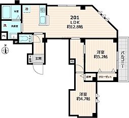 グレース 3階2LDKの間取り