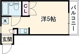シャルム早宮 1階ワンルームの間取り
