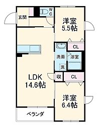 N’ｓ　ＡＲＫ 2階2LDKの間取り