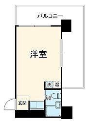 ノバカネイチ与力町 1階ワンルームの間取り