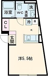 nobliss中野 2階ワンルームの間取り