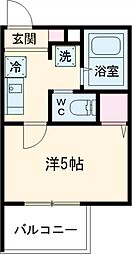 ゴールデンハウス平井 2階1Kの間取り