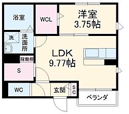 ゼフィール 3階1LDKの間取り