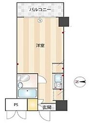 スカイコート鶴見第2 5階ワンルームの間取り