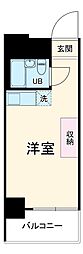 新丸子第2センチュリー21 4階ワンルームの間取り