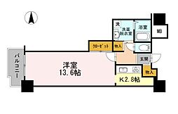 品川シーサイドビュータワーＩ 14階1Kの間取り