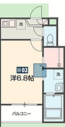 Forest Park Hills 2階1Kの間取り