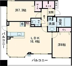 都営浅草線 本所吾妻橋駅 徒歩4分の賃貸マンション 14階2LDKの間取り