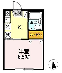 JR山手線 新大久保駅 徒歩7分の賃貸アパート 2階1Kの間取り
