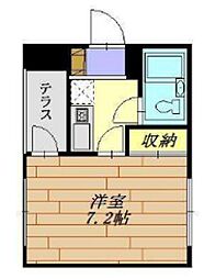 諏訪コーポ川崎 1階1Kの間取り