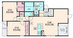 ＬＵＬＵ西尾久 3階2LDKの間取り