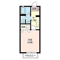 フォルテシモ 2階1Kの間取り