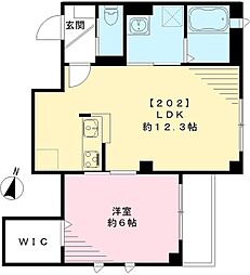 イーグレットコート 2階1LDKの間取り