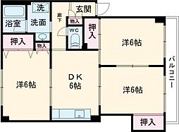 コーポハイブリッジ 1階3DKの間取り