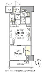 ザ・パークハビオ神楽坂レジデンスSouth 1LDKの間取図画像