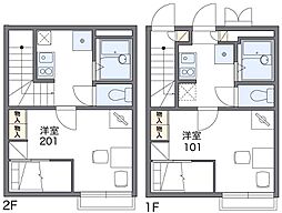 レオパレスＪｏｙ 2階1Kの間取り