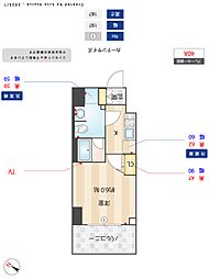S-RESIDENCE松戸Cosmea 6階1Kの間取り