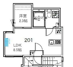 JR埼京線 北赤羽駅 徒歩5分の賃貸アパート 2階1LDKの間取り