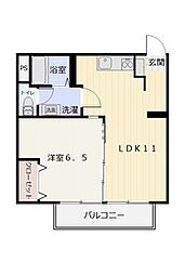 トレフールｕ 3階1LDKの間取り