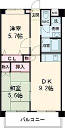 ファミール井荻 214 2階2DKの間取り