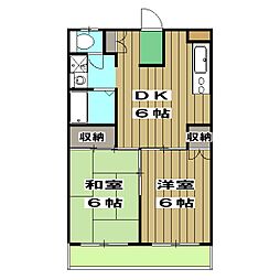 コートヴィレッジ洛西 2階2DKの間取り