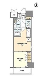 LIBR GRANT 神楽坂 6階1DKの間取り