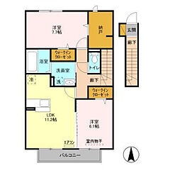 山王ＮＴステージＢ 2階2LDKの間取り