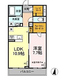 フロンティア南大泉 302 3階1LDKの間取り