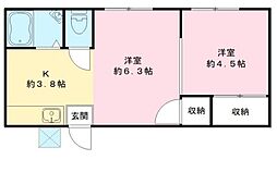 エステートいずみ 2階1LDKの間取り