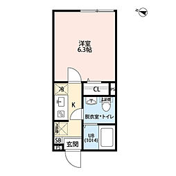 エクセラン西尾久East 1階1Kの間取り