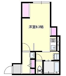 メゾン・ド・アニモ 104 1階ワンルームの間取り