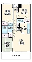 グローイングコート君津 4階3LDKの間取り