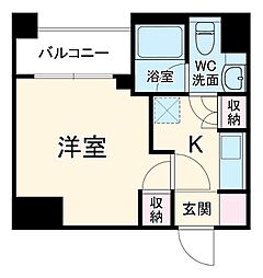 ＳＱＵＡＲＥ　ＣＩＴＹ　ＹＯＫＯＨＡＭＡ　ＮＥＧＩＳＨＩ 605 6階1Kの間取り