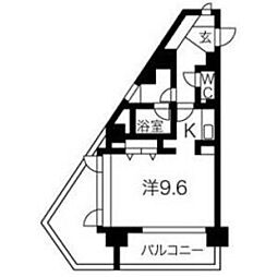 アブレスト原 7階1Kの間取り
