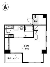 ディアネスト 5階ワンルームの間取り