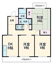 第5メゾン星崎 3階3DKの間取り