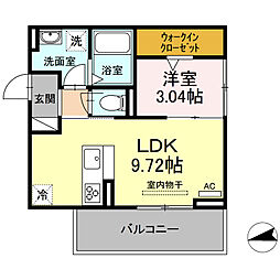 エスペランサ旭　Ｄ棟 1階1LDKの間取り