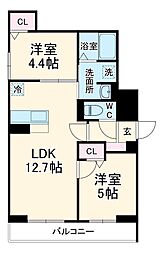 川口市戸塚2丁目　新築PJ 2階2LDKの間取り