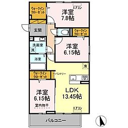 Ｌ．シャルル 1階3LDKの間取り